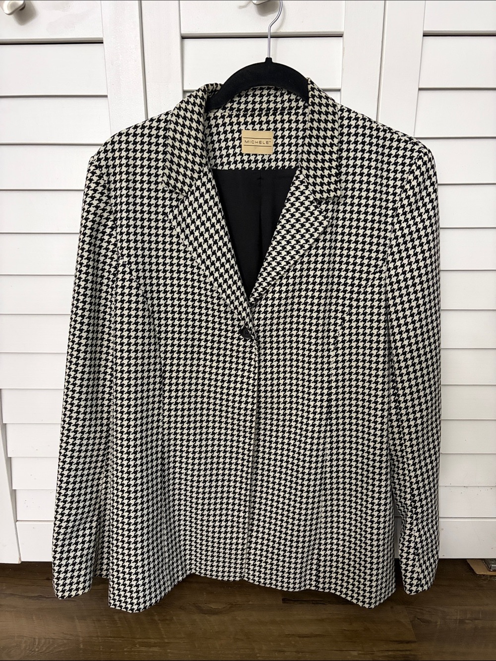 Michele Black & White Houndstooth Blazer